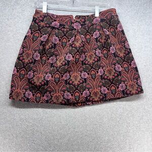 Elegant Floral Mini Skirt - Pink and Brown